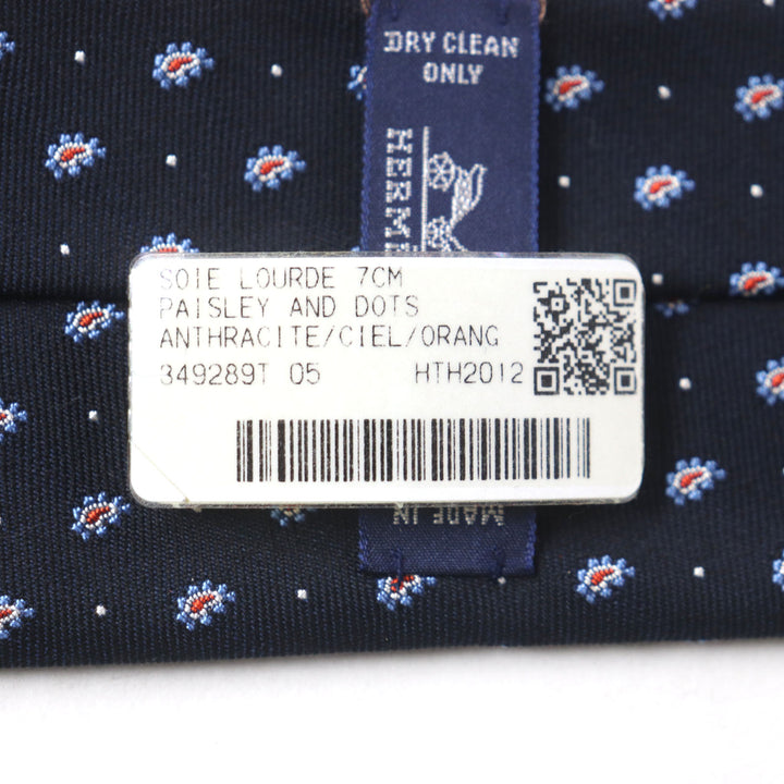 Pristine HERMES tie Cravat Paisley Dot silk mens 349289T