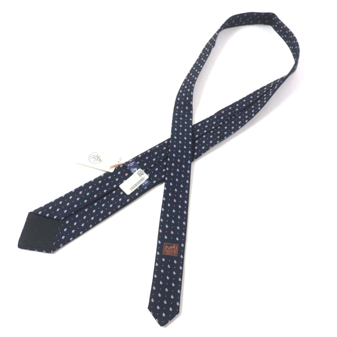 Pristine HERMES tie Cravat Paisley Dot silk mens 349289T