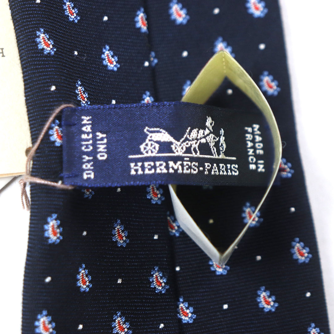 Pristine HERMES tie Cravat Paisley Dot silk mens 349289T