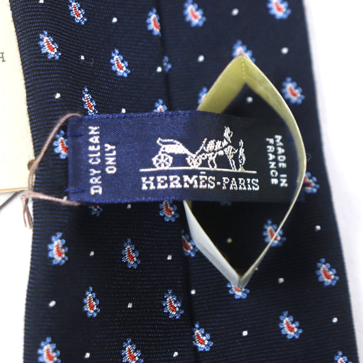 Pristine HERMES tie Cravat Paisley Dot silk mens 349289T