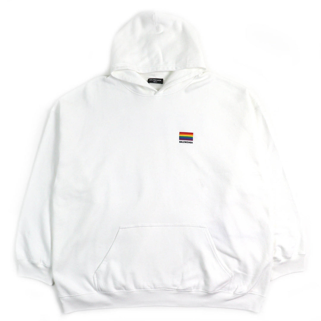 Great BALENCIAGA hoodie LGBTQ logo rainbow embroidered oversizedpullover cotton