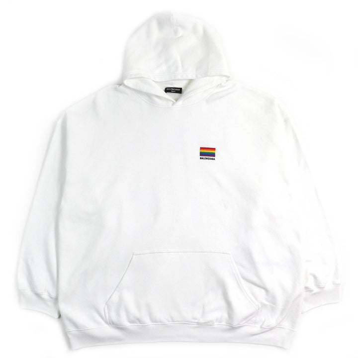 Great BALENCIAGA hoodie LGBTQ logo rainbow embroidered oversizedpullover cotton