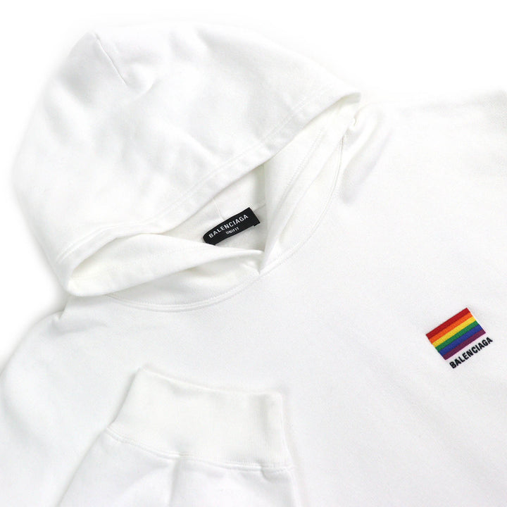 Great BALENCIAGA hoodie LGBTQ logo rainbow embroidered oversizedpullover cotton mensL