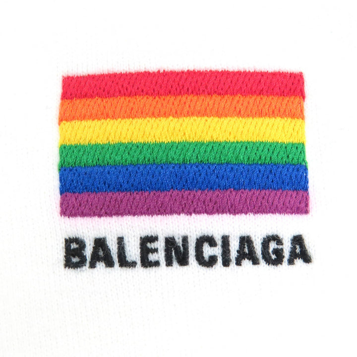 Great BALENCIAGA hoodie LGBTQ logo rainbow embroidered oversizedpullover cotton mensL