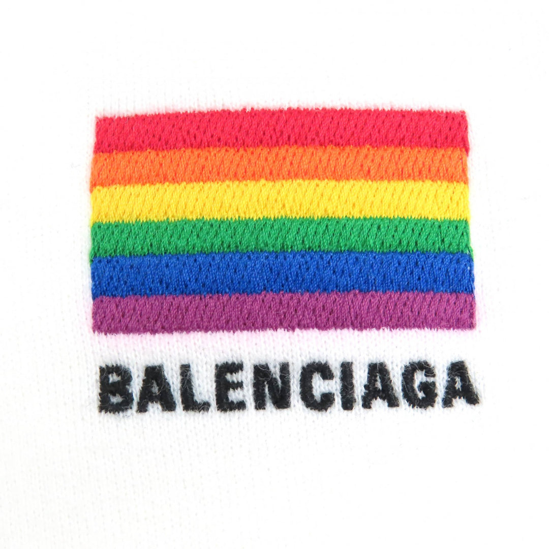 Great BALENCIAGA hoodie LGBTQ logo rainbow embroidered oversizedpullover cotton