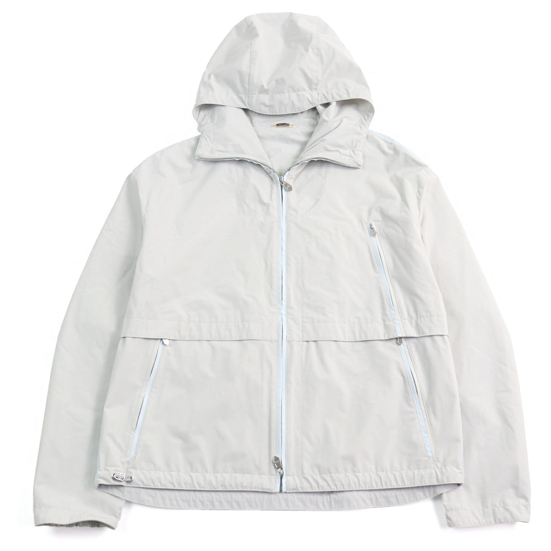 HERMES Nylon jacket Bicolor hooded double zip Light gray light blue Nylon mens 0