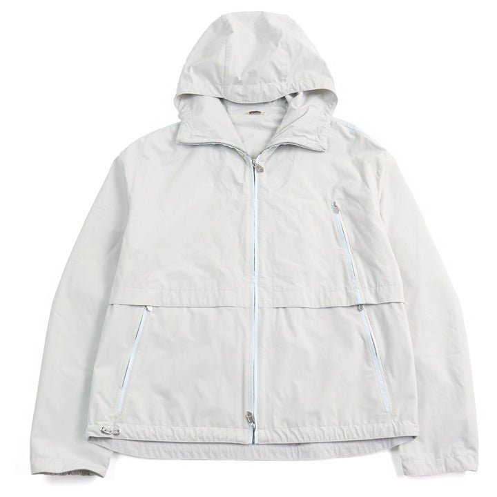 HERMES Nylon jacket Bicolor hooded double zip Light gray light blue Nylon mens 0