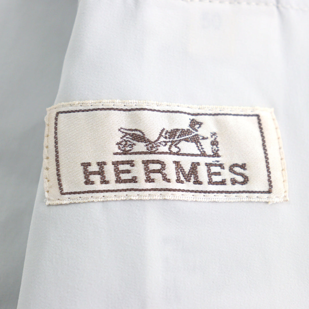 HERMES Nylon jacket Bicolor hooded double zip Light gray light blue Nylon mens 0
