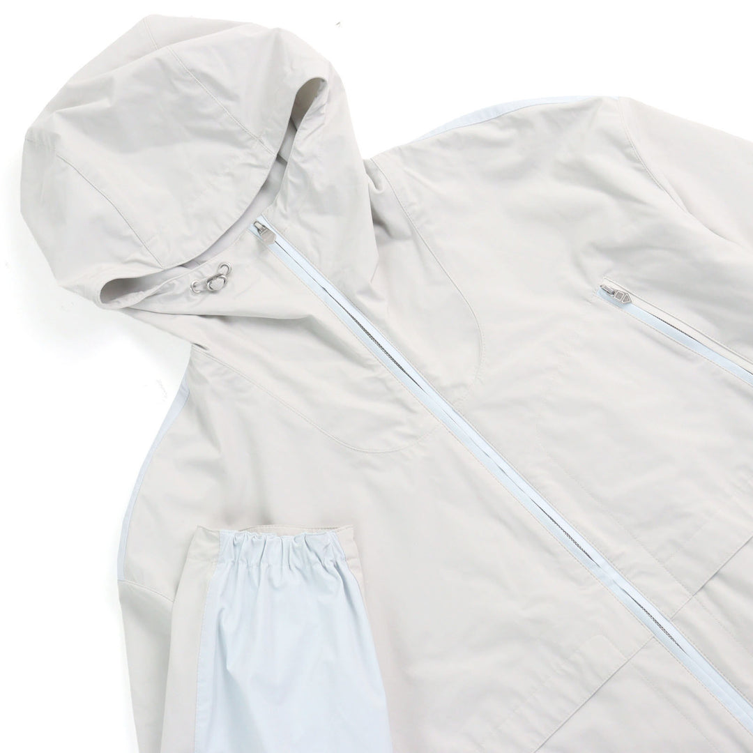 HERMES Nylon jacket Bicolor hooded double zip Light gray light blue Nylon mens 0