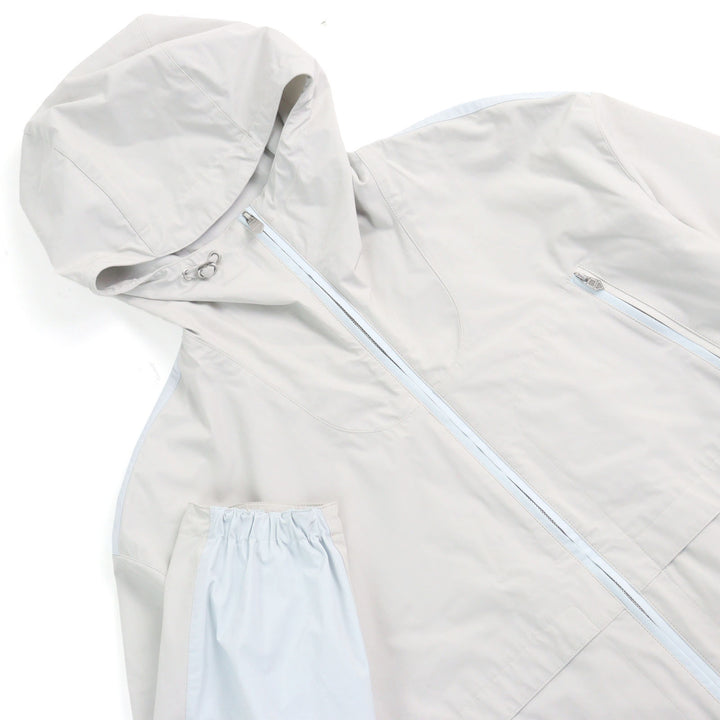 HERMES Nylon jacket Bicolor hooded double zip Light gray light blue Nylon mens 0