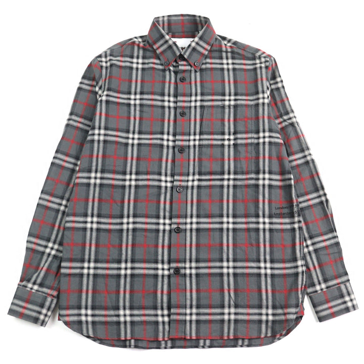 Excellent BURBERRY LONDON Long sleeve shirt Embroidered Blur Check mens XS 8057292