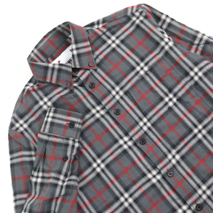 Excellent BURBERRY LONDON Long sleeve shirt Embroidered Blur Check mens XS