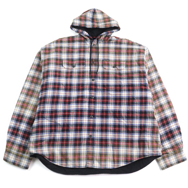 Great BALENCIAGA Jacket BLEACHED PLAID HOODED SHIRT VintageS 699223