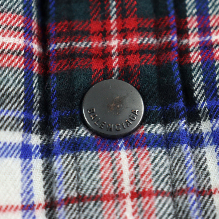 BALENCIAGA Jacket BLEACHED PLAID HOODED SHIRT multicolor cotton mens S 699223