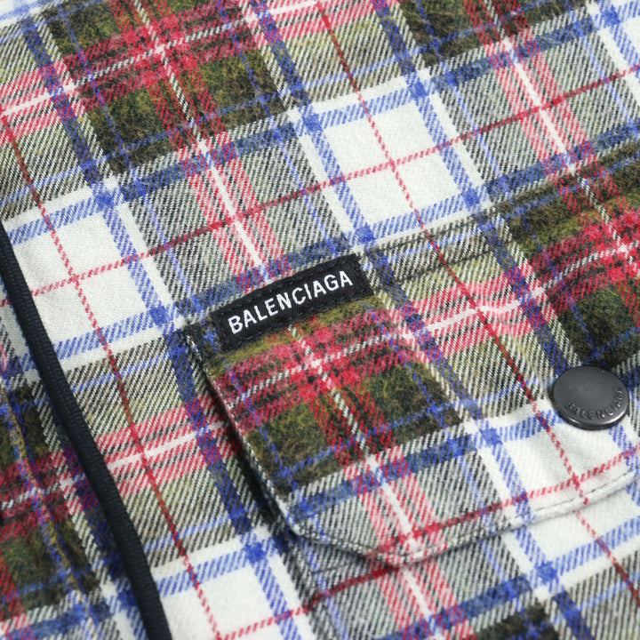 BALENCIAGA Jacket BLEACHED PLAID HOODED SHIRT multicolor cotton mens S 699223