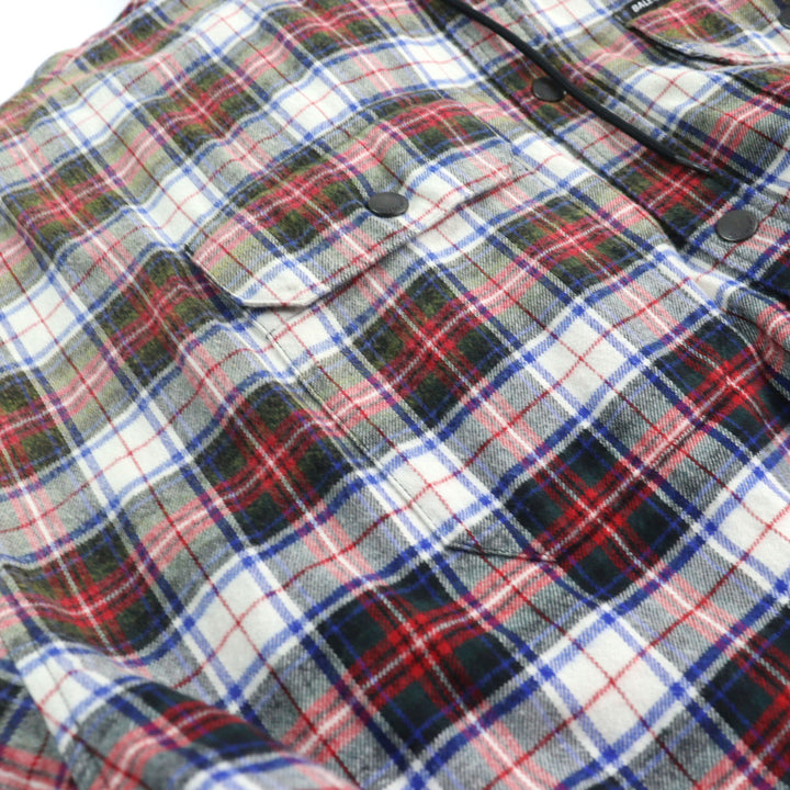 BALENCIAGA Jacket BLEACHED PLAID HOODED SHIRT multicolor cotton mens S 699223