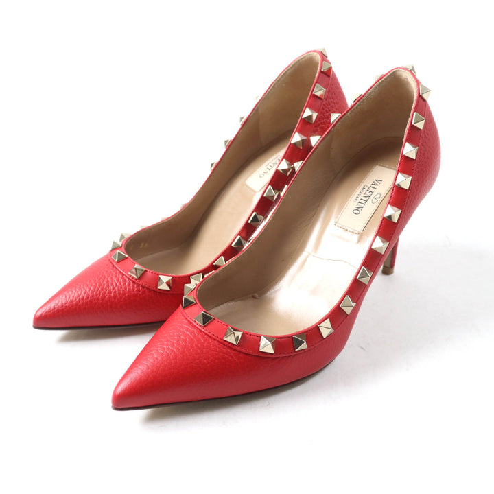 Great Valentino Garavani pumps Rock stud pointed toe Red leather Women 36
