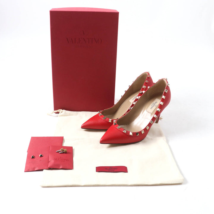 Great Valentino Garavani pumps Rock stud pointed toe Red leather Women 36