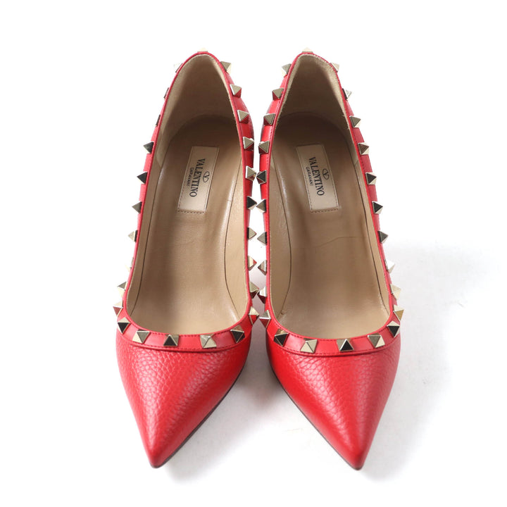 Great Valentino Garavani pumps Rock stud pointed toe Red leather Women 36