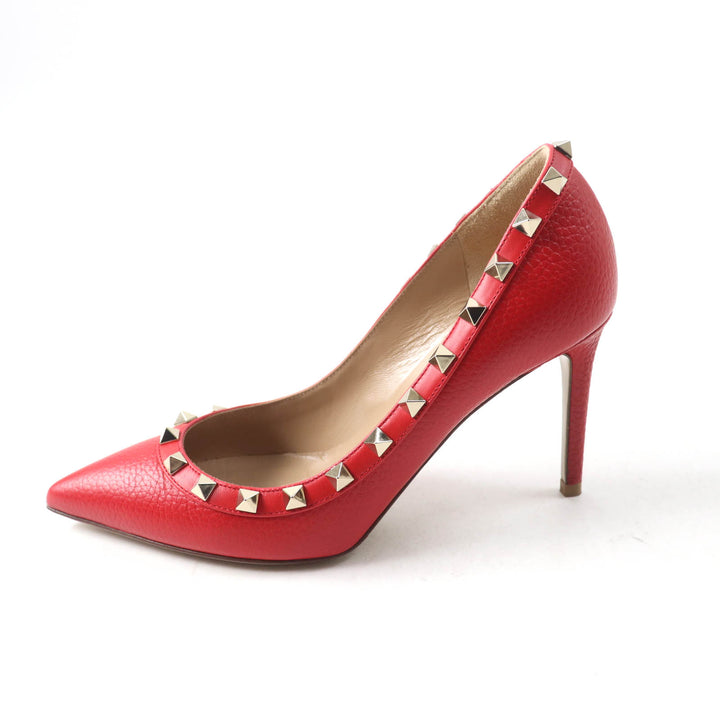 Great Valentino Garavani pumps Rock stud pointed toe Red leather Women 36