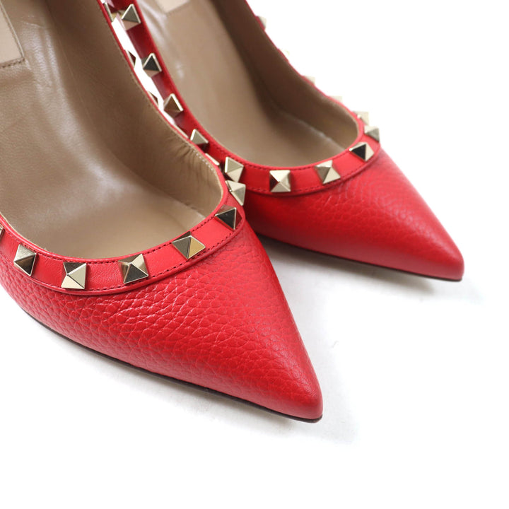 Great Valentino Garavani pumps Rock stud pointed toe Red leather Women 36