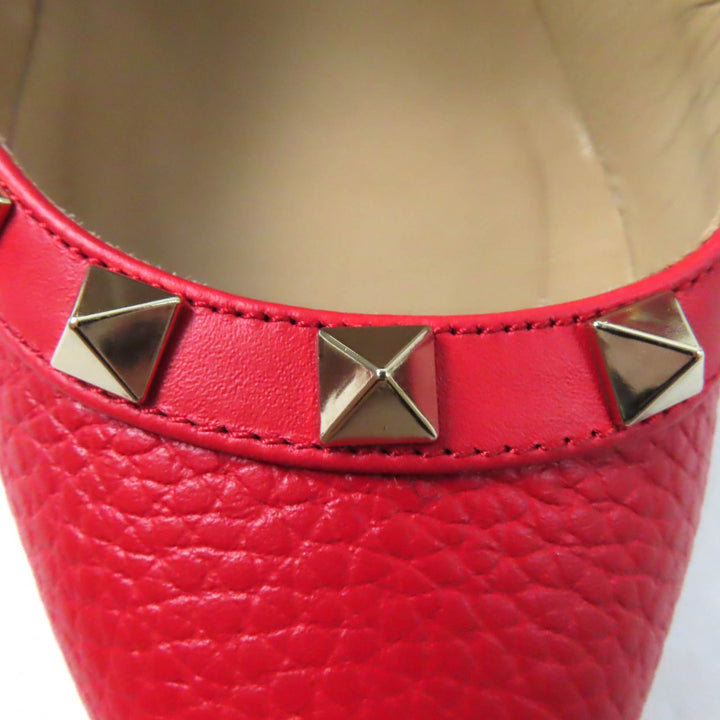 Great Valentino Garavani pumps Rock stud pointed toe Red leather Women 36