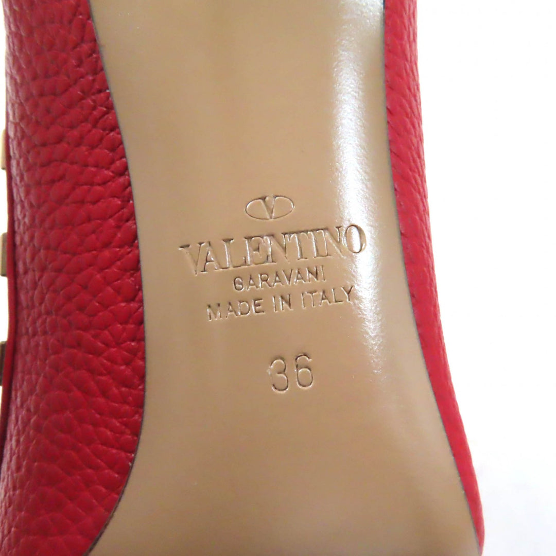 Great Valentino Garavani pumps Rock stud pointed toe Red leather Women 36