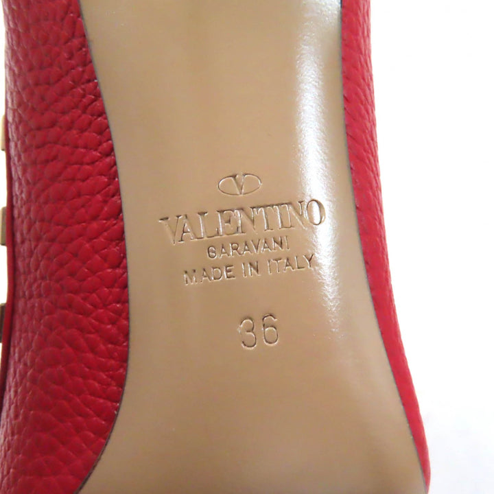 Great Valentino Garavani pumps Rock stud pointed toe Red leather Women 36