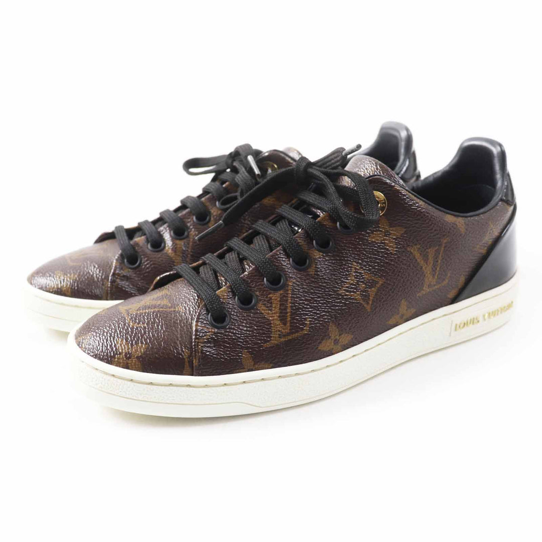 Great LOUIS VUITTON sneakers Front row line Brown Monogram canvas Women 35.5