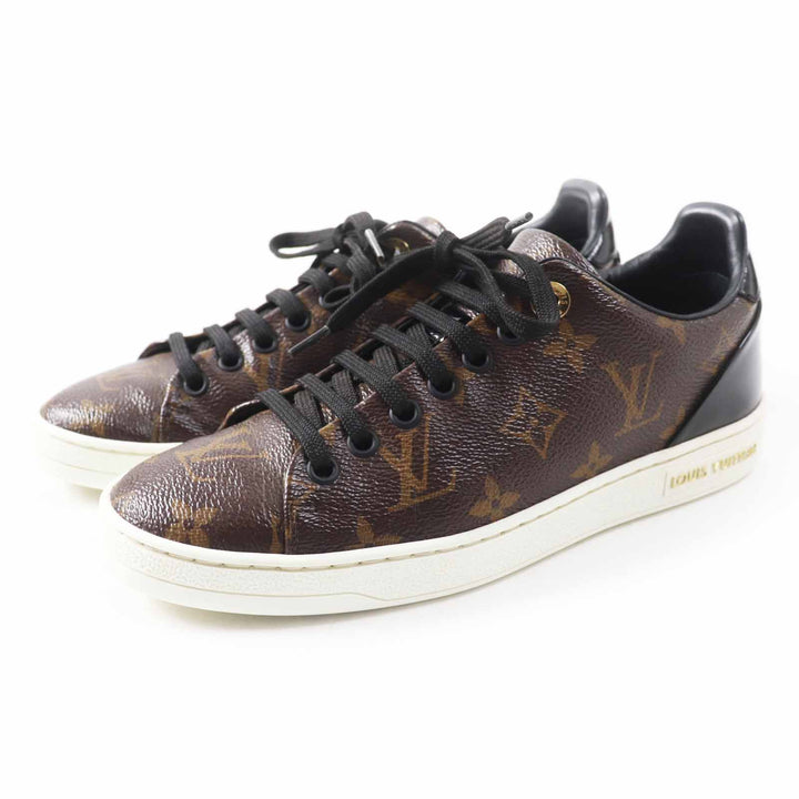 Great LOUIS VUITTON sneakers Front row line Brown Monogram canvas Women 35.5