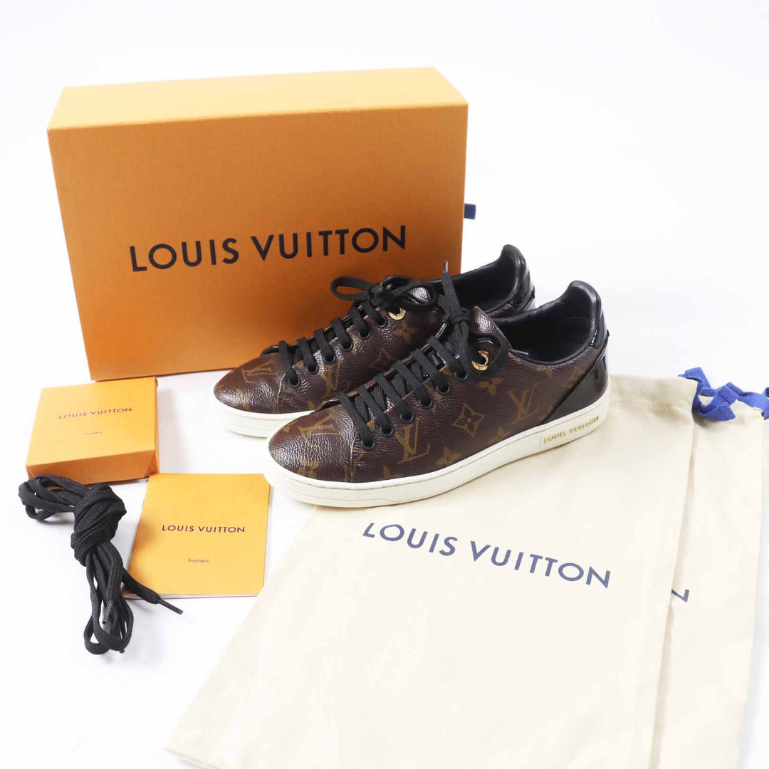 Great LOUIS VUITTON sneakers Front row line Brown Monogram canvas Women 35.5