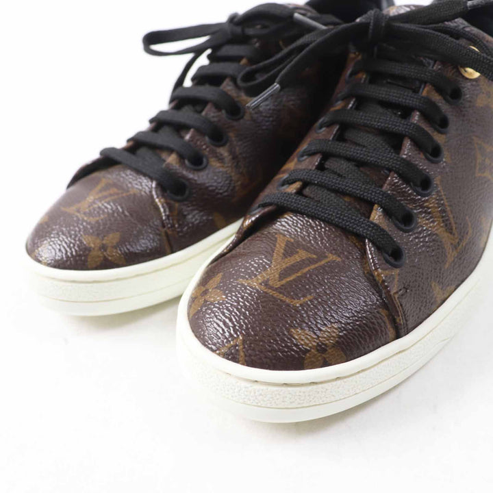 Great LOUIS VUITTON sneakers Front row line Brown Monogram canvas Women 35.5