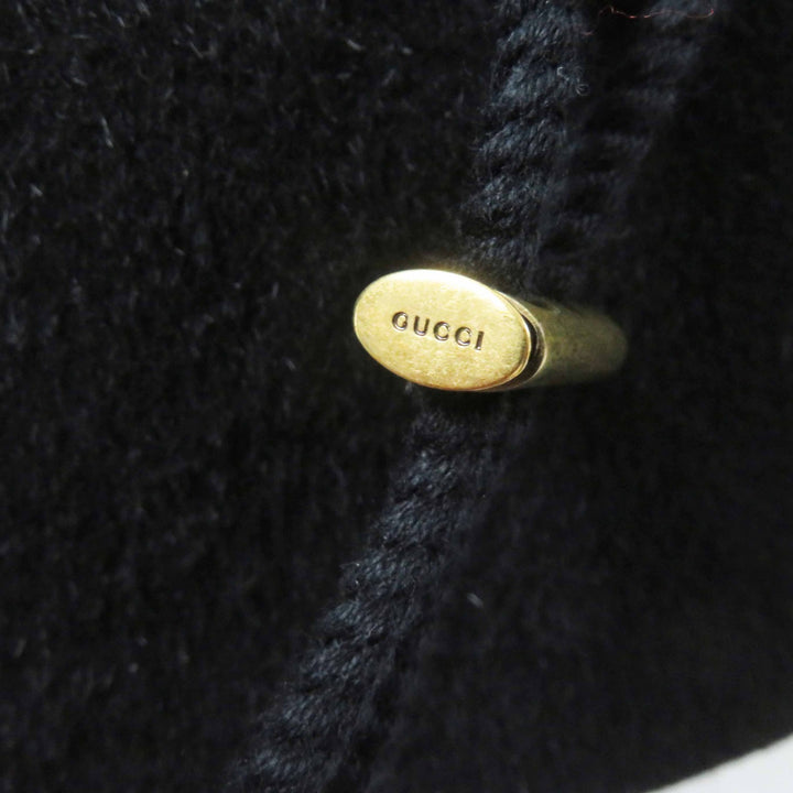 Excellent GUCCI hat Rabbit felt wide brim black dark navy wool Women XL