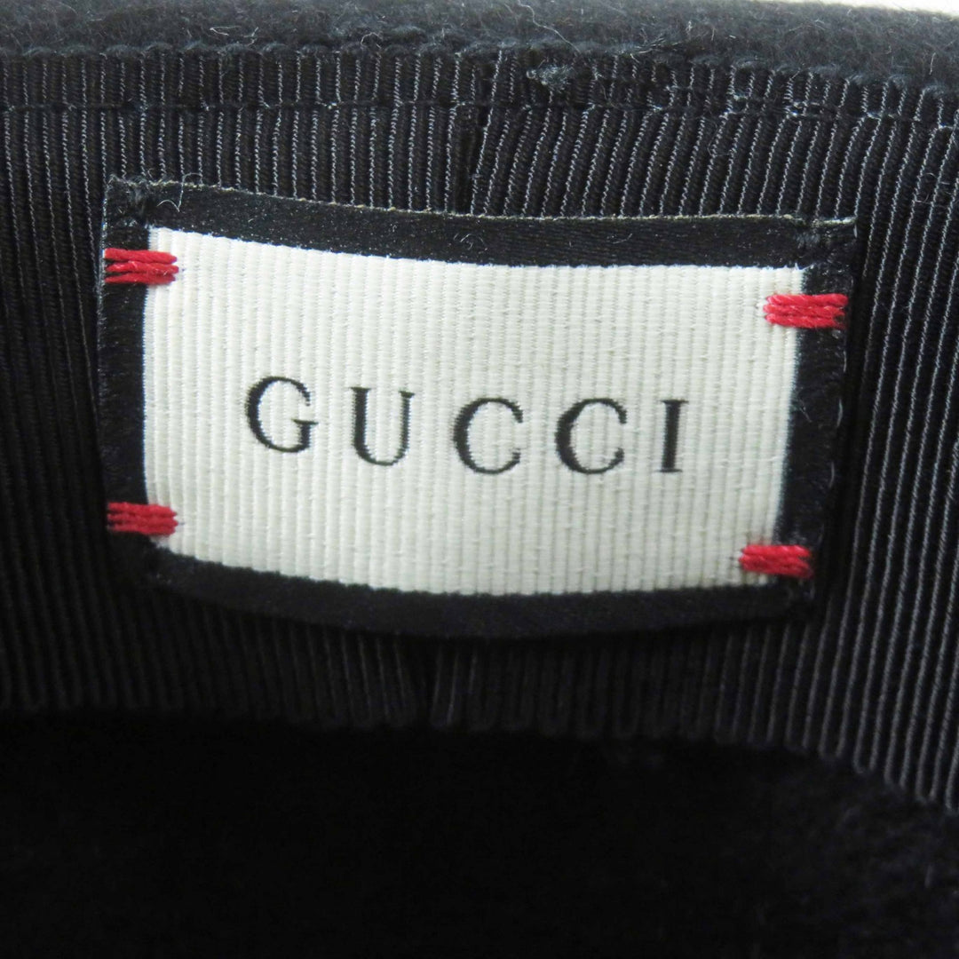 Excellent GUCCI hat Rabbit felt wide brim black dark navy wool Women XL