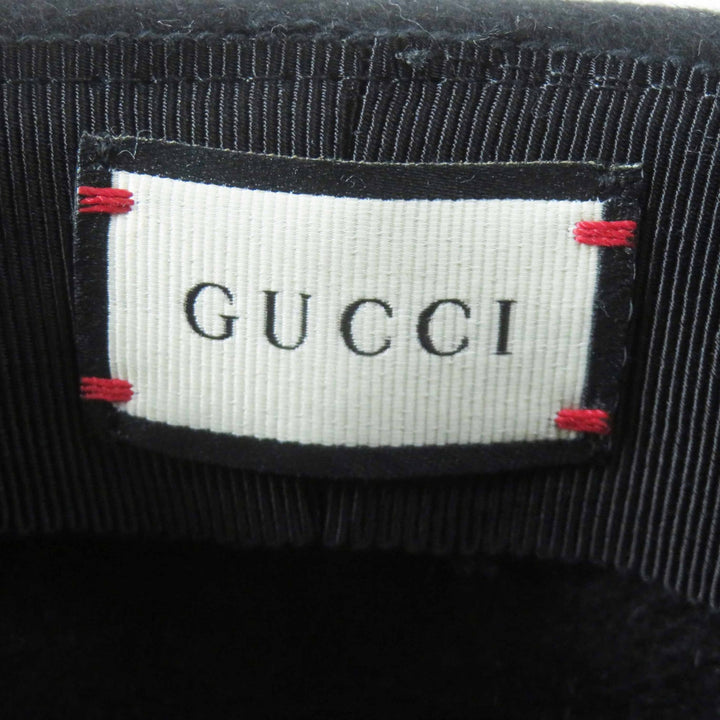 Excellent GUCCI hat Rabbit felt wide brim black dark navy wool Women XL
