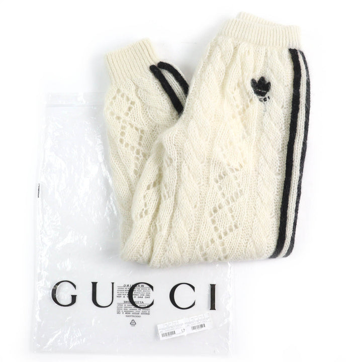 Pristine GUCCI×adidas Pants Trefoil 3 Stripes Mohair Knit Ivory black Women S