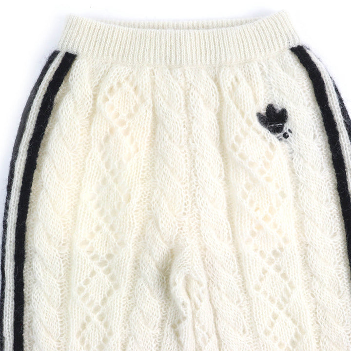 Pristine GUCCI×adidas Pants Trefoil 3 Stripes Mohair Knit Ivory black Women S 721504