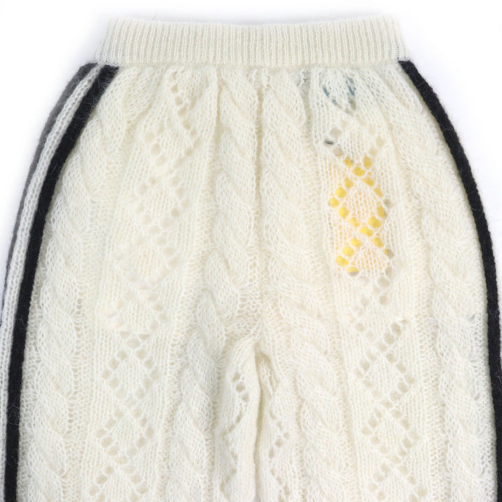 Pristine GUCCI×adidas Pants Trefoil 3 Stripes Mohair Knit Ivory black Women S 721504