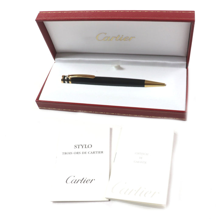 Very Good Cartier Ballpoint pen Trinity Engraved logo twist fastening black mens