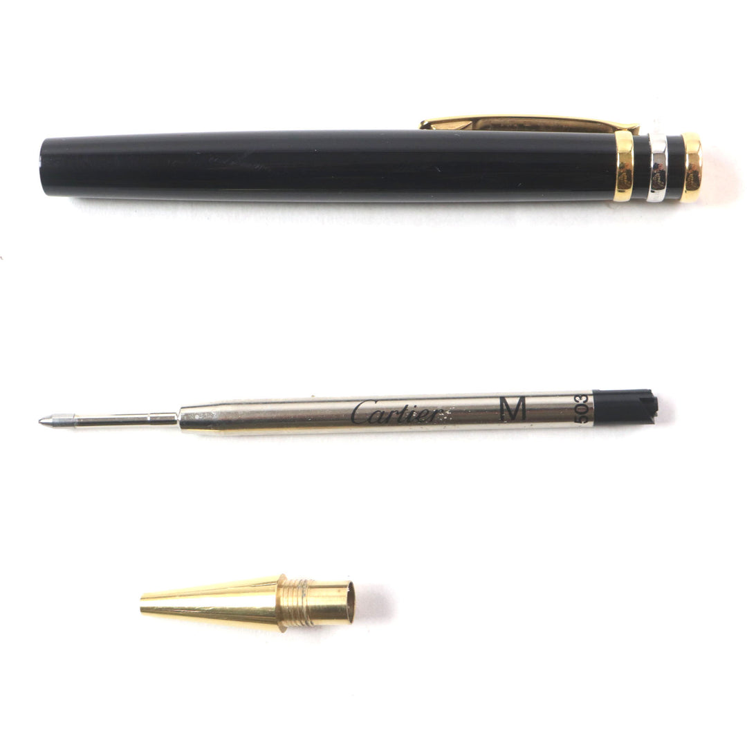Very Good Cartier Ballpoint pen Trinity Engraved logo twist fastening black mens