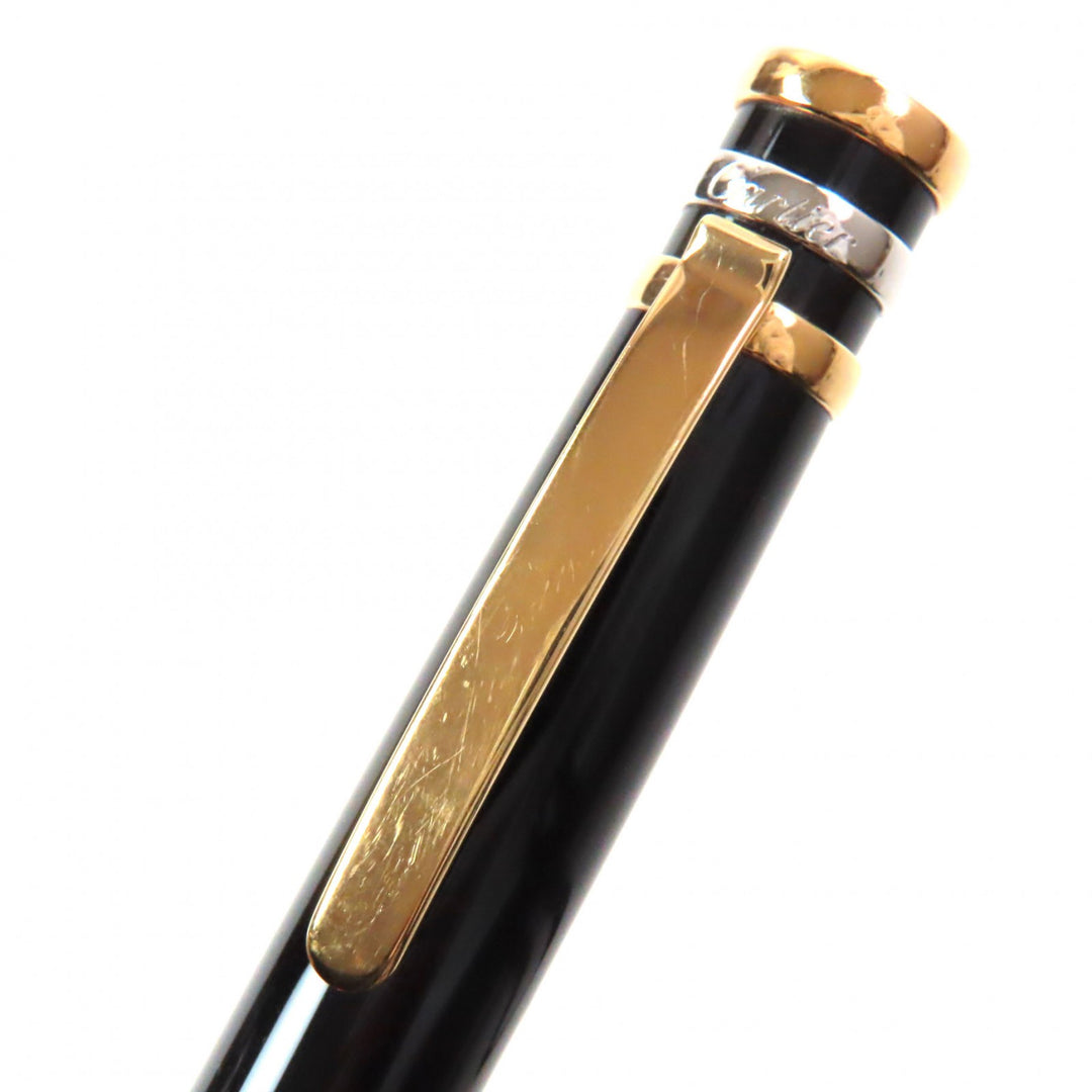 Very Good Cartier Ballpoint pen Trinity Engraved logo twist fastening black ー mens