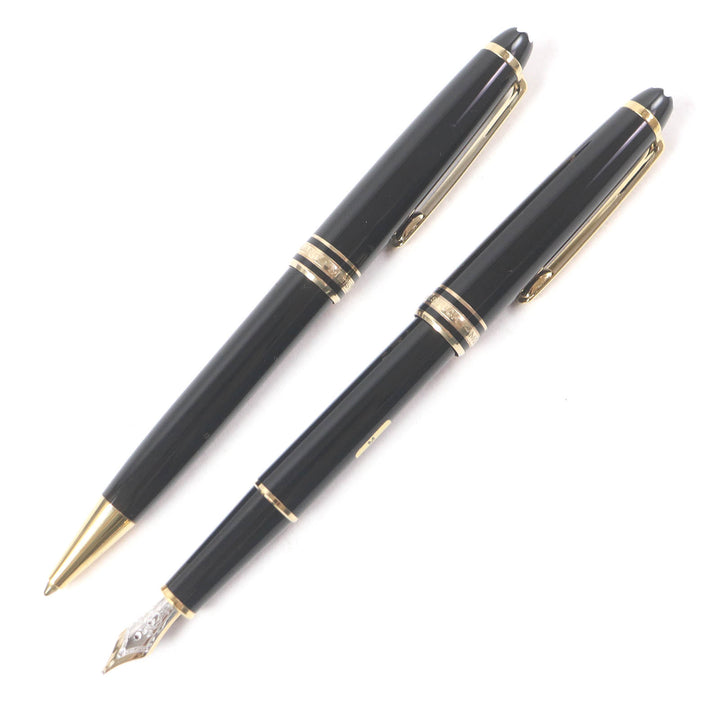 Excellent MONTBLANC fountain pen Classic Set of 2 ballpoint pens Black gold 14K