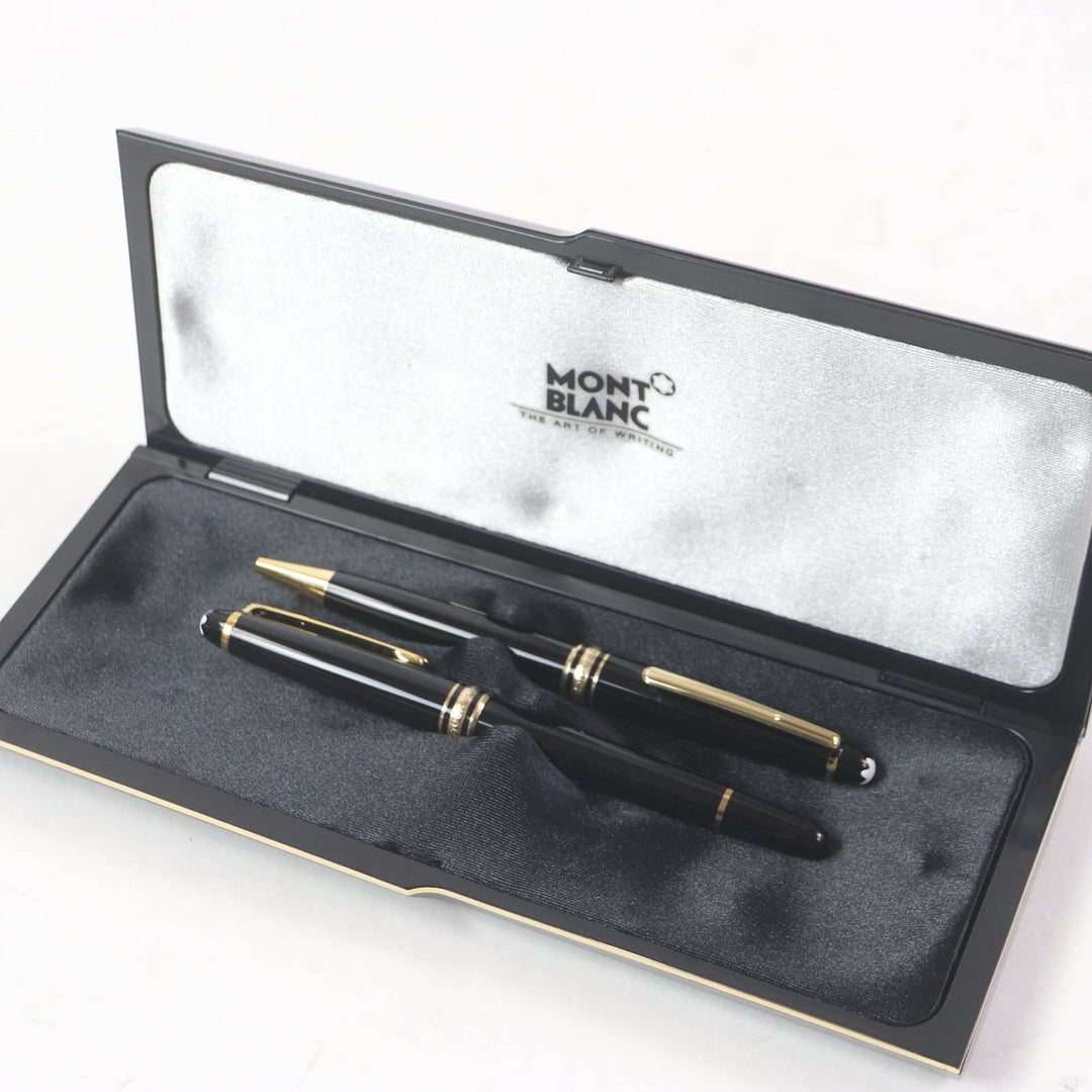 Excellent MONTBLANC fountain pen Classic Set of 2 ballpoint pens Black gold 14K