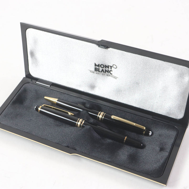 Excellent MONTBLANC fountain pen Classic Set of 2 ballpoint pens Black gold 14K