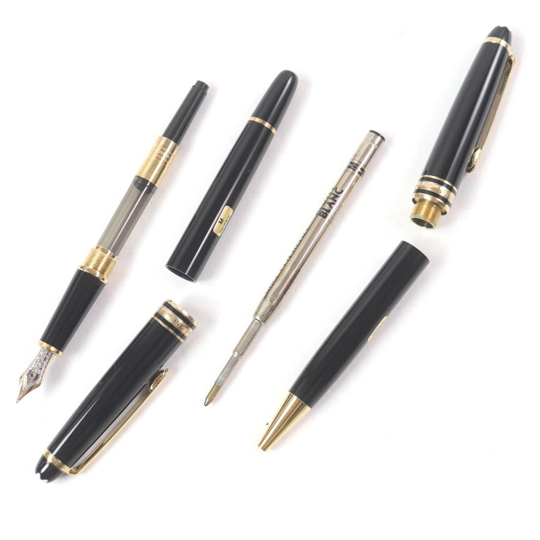 Excellent MONTBLANC fountain pen Classic Set of 2 ballpoint pens Black gold 14K