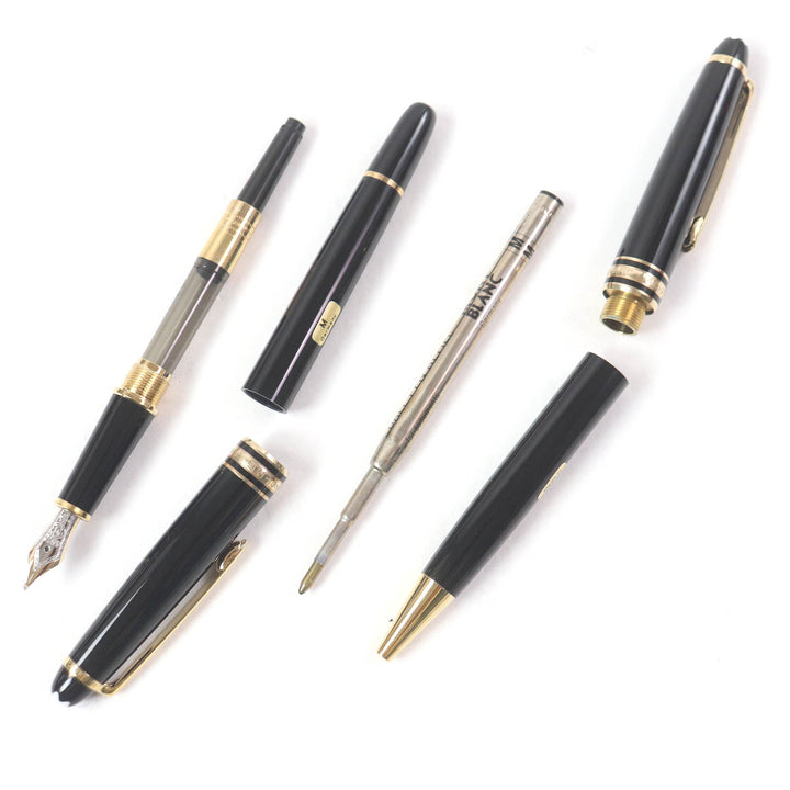 Excellent MONTBLANC fountain pen Classic Set of 2 ballpoint pens Black gold 14K