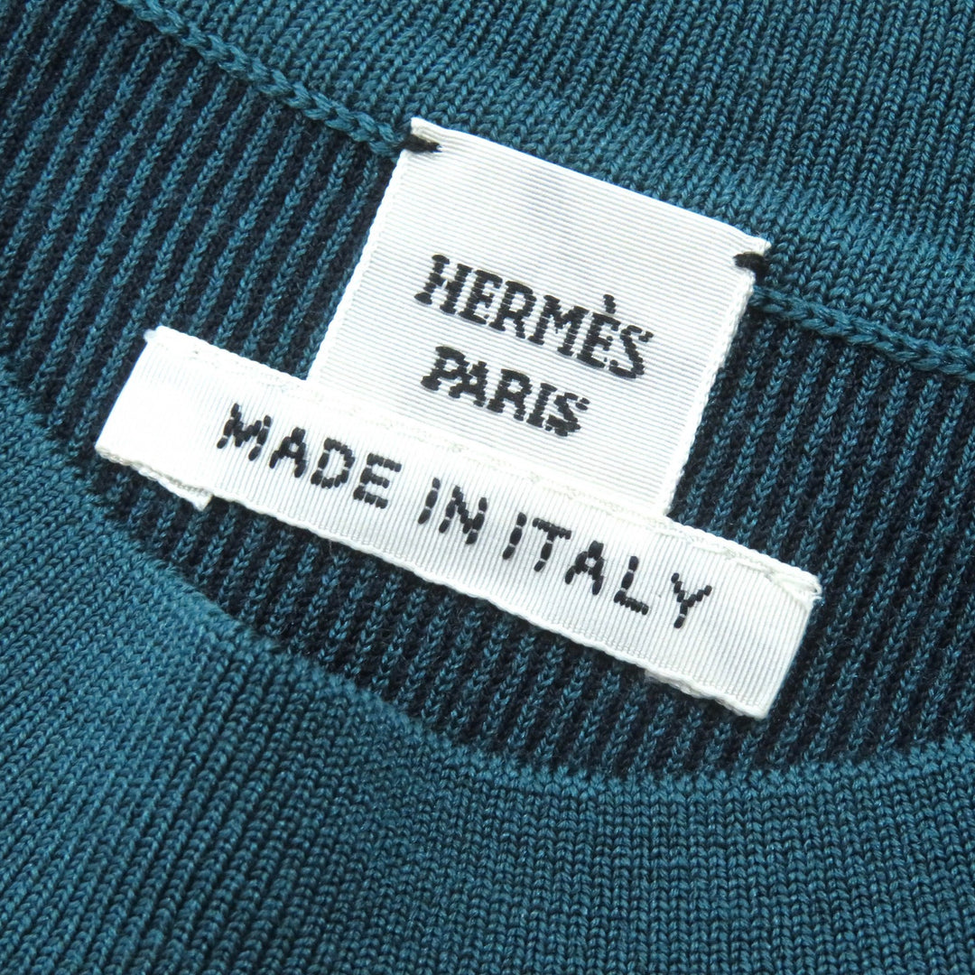 Excellent HERMES Short sleeve knit Chaine d'Ancre blue-black silk 40 2E2601D4