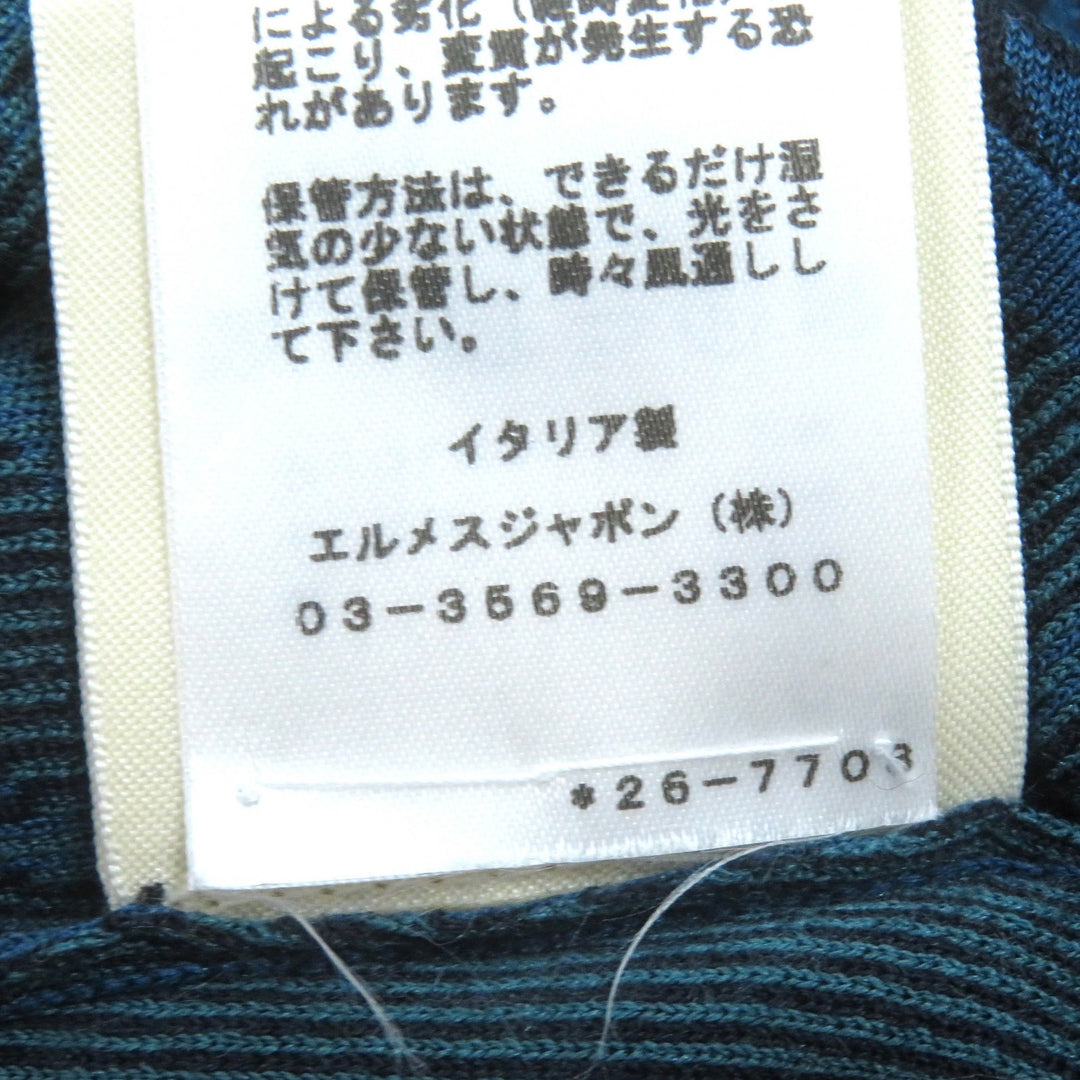 Excellent HERMES Short sleeve knit Chaine d'Ancre blue-black silk 40 2E2601D4