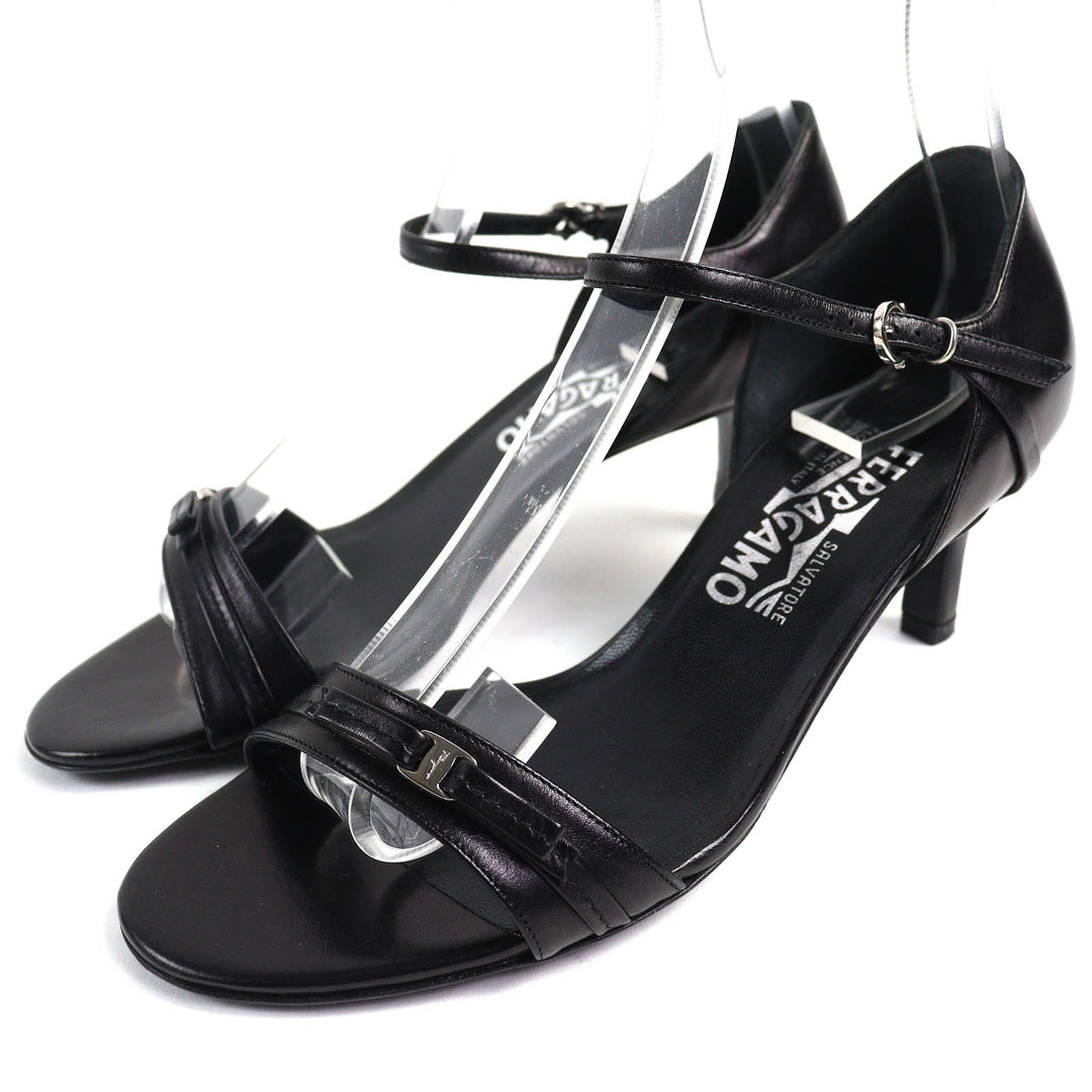 Excellent Salvatore Ferragamo Sandals Vara Bow Ankle Strap black leather Women