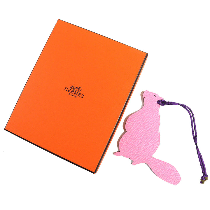 Excellent HERMES Bag charm Petite Ash Beaver Epsom/Togo Pink / Orange Women